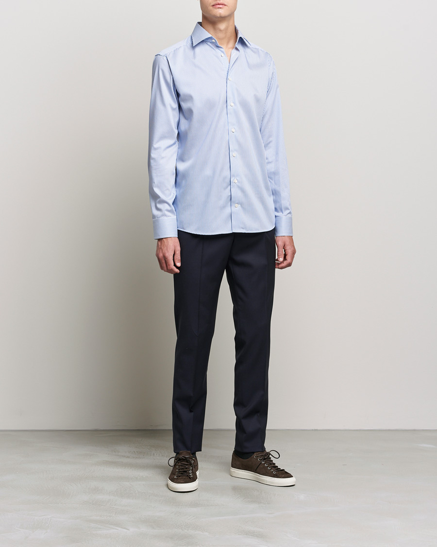 Mies | Eton | Eton | Bengal Stripe Fine Twill Shirt Royal Blue