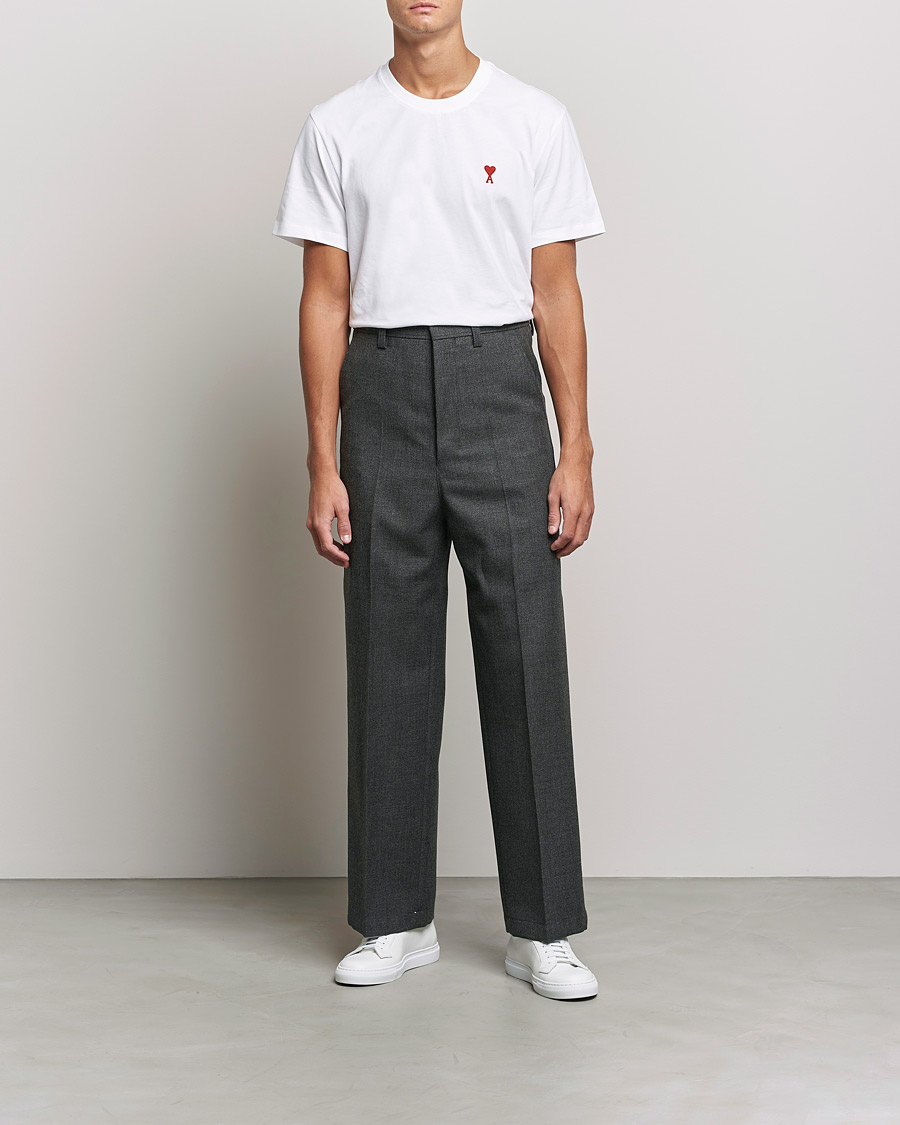 Mies | Housut | AMI | Large Fit Wool Trousers Dark Grey
