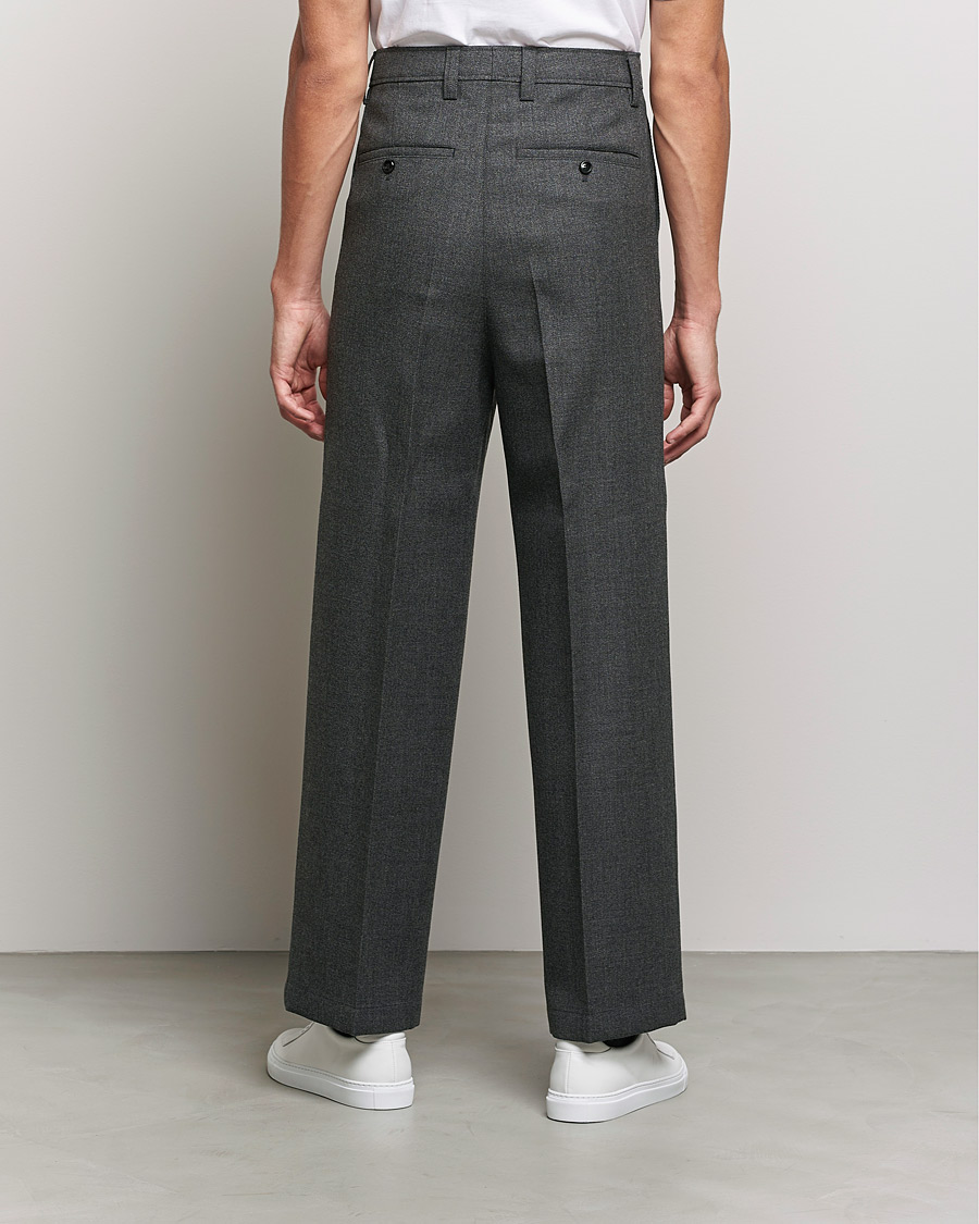 Mies | Housut | AMI | Large Fit Wool Trousers Dark Grey