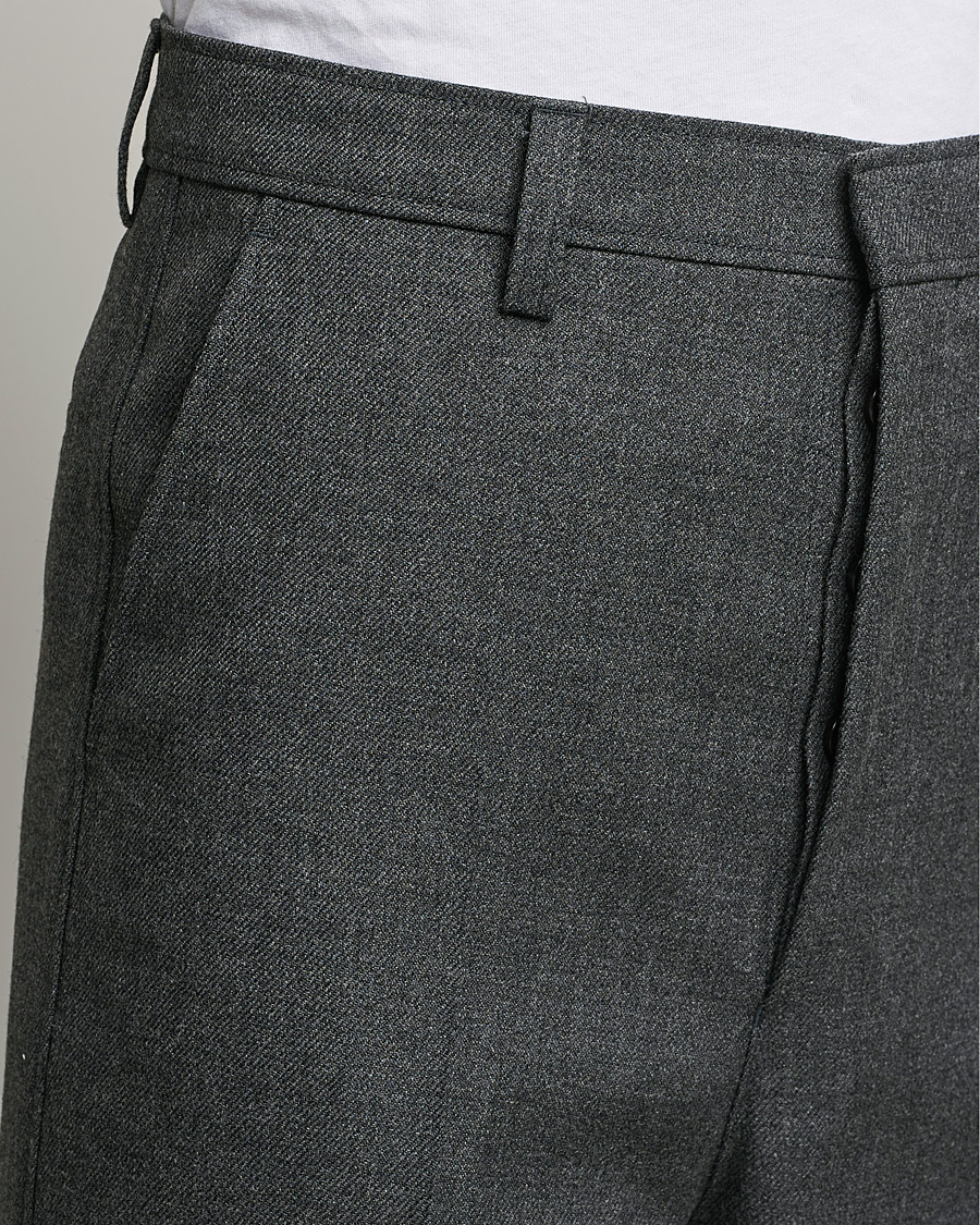 Mies | Housut | AMI | Large Fit Wool Trousers Dark Grey