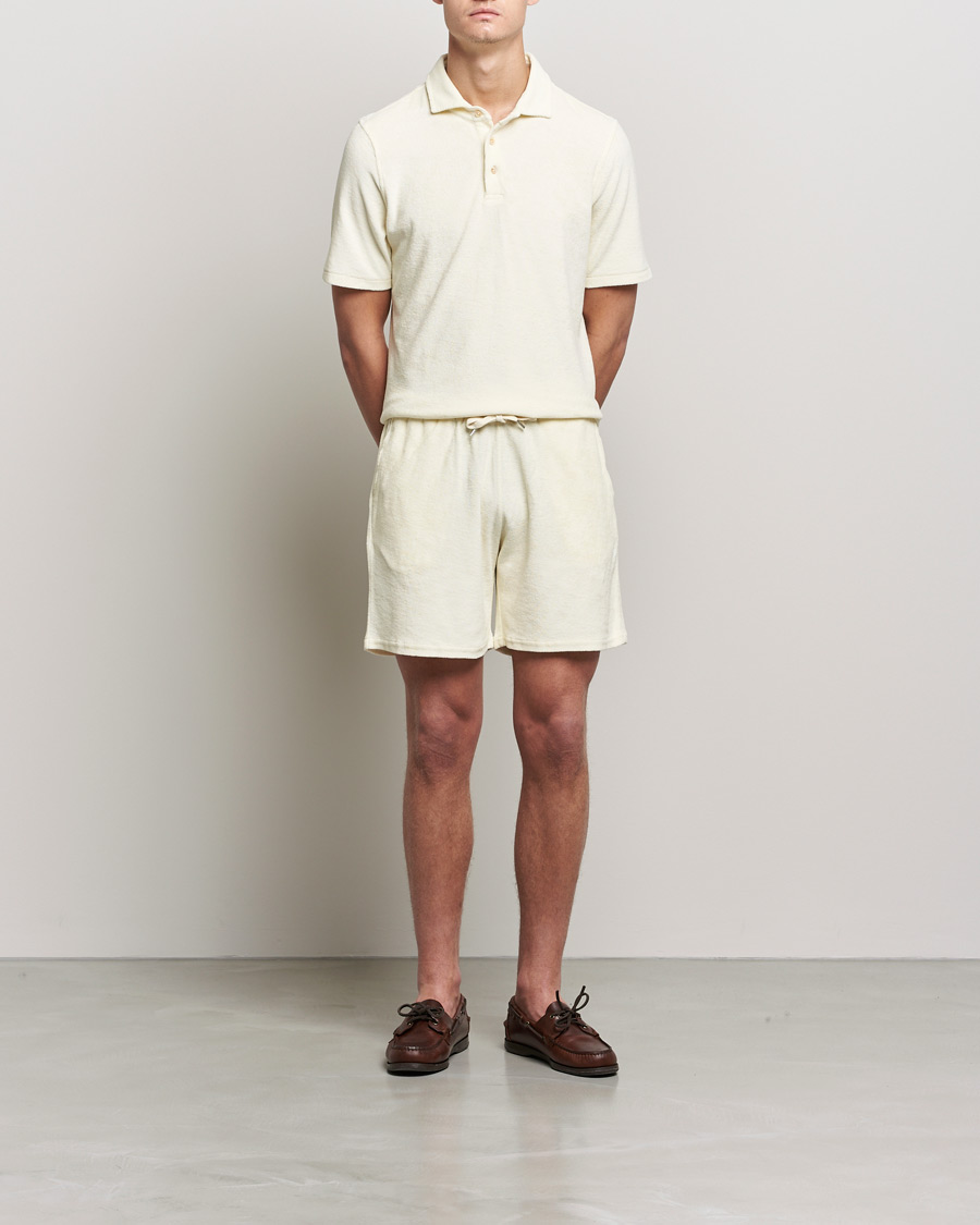 Mies |  | Stenströms | Towelling Cotton Poloshirt Cream