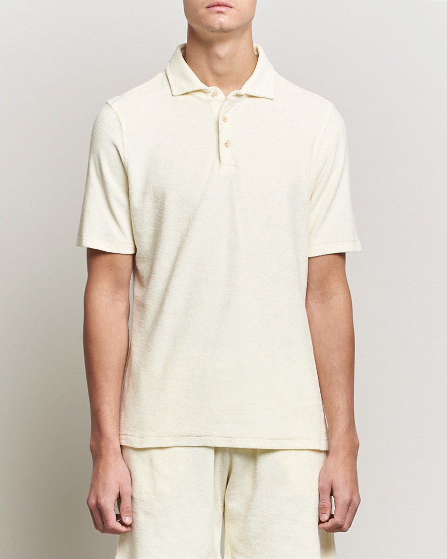 Mies | Pikeet | Stenströms | Towelling Cotton Poloshirt Cream