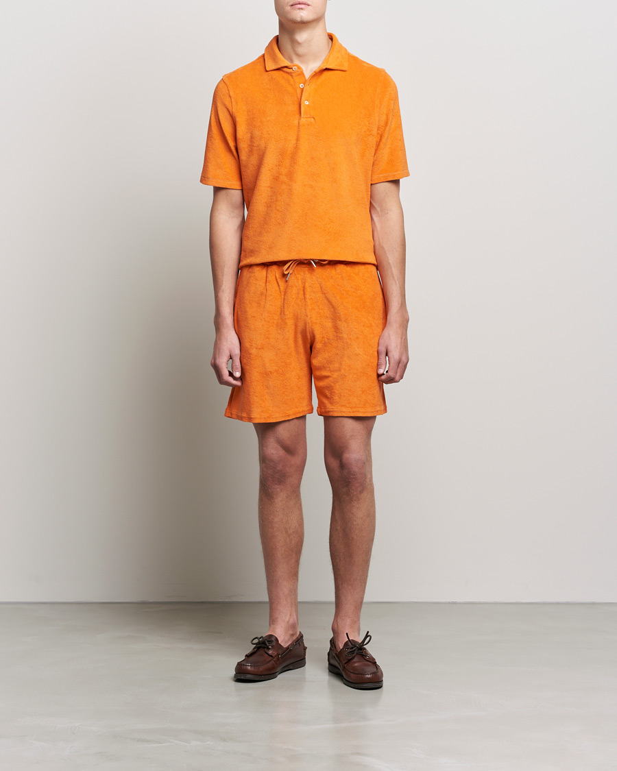 Mies | Pikeet | Stenströms | Towelling Cotton Poloshirt Orange