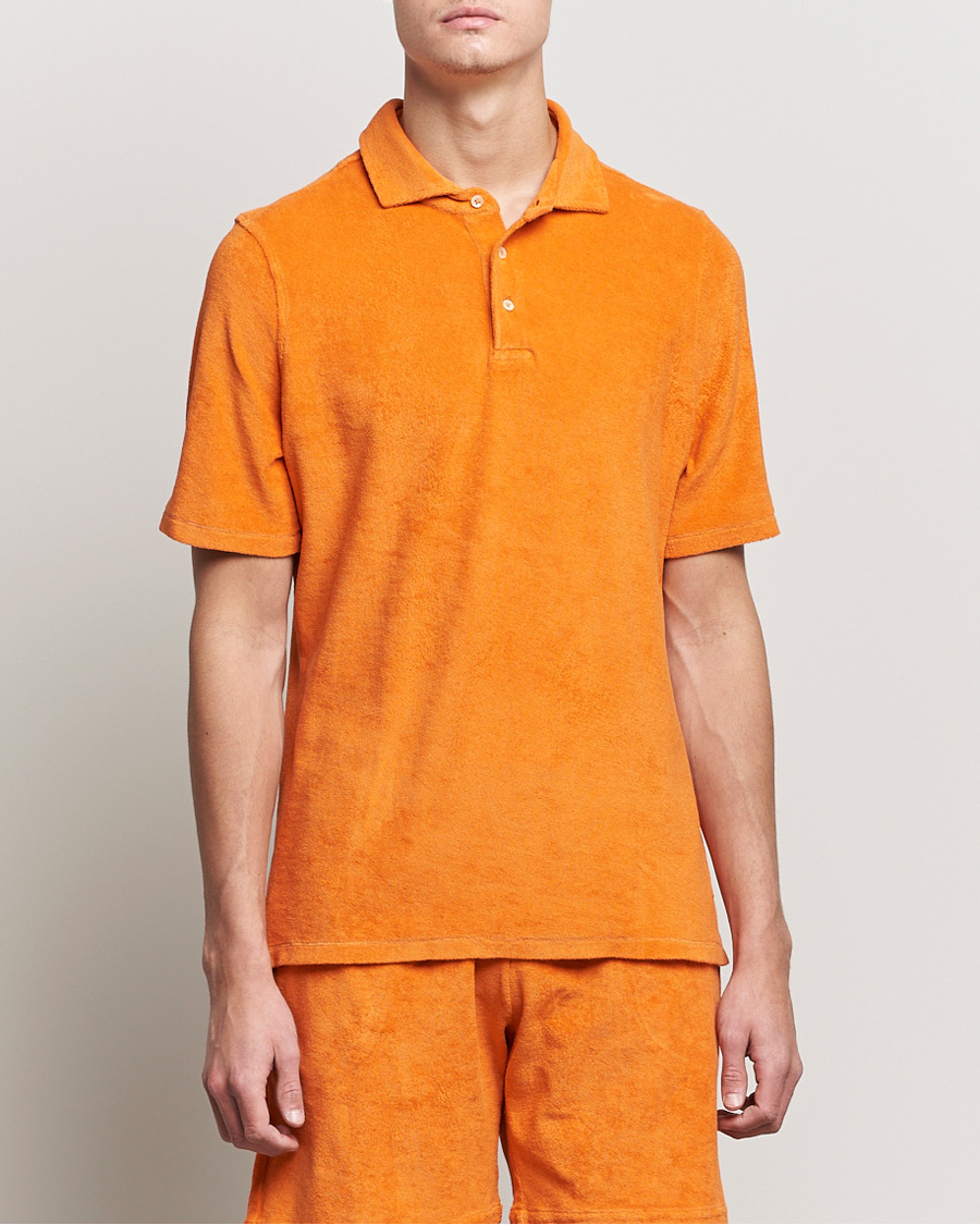 Mies | Pikeet | Stenströms | Towelling Cotton Poloshirt Orange