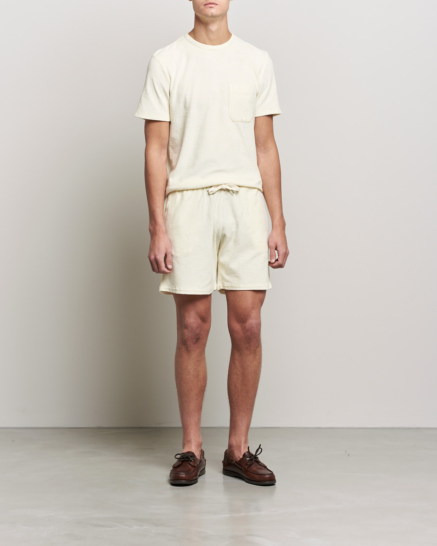 Mies | T-paidat | Stenströms | Towelling Cotton T-Shirt Cream