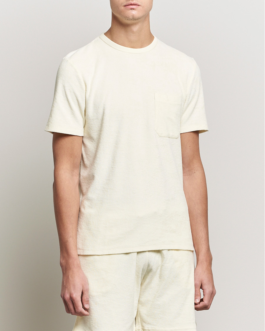 Mies | T-paidat | Stenströms | Towelling Cotton T-Shirt Cream