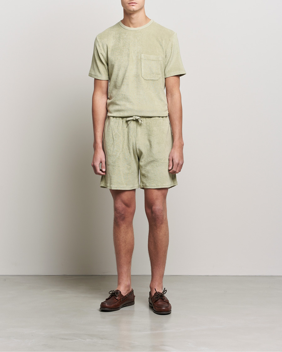 Mies | T-paidat | Stenströms | Towelling Cotton T-Shirt Olive
