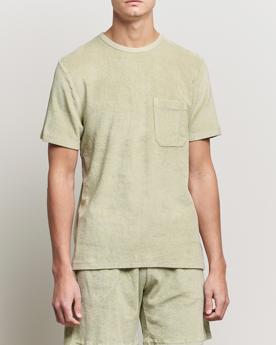 Mies | T-paidat | Stenströms | Towelling Cotton T-Shirt Olive
