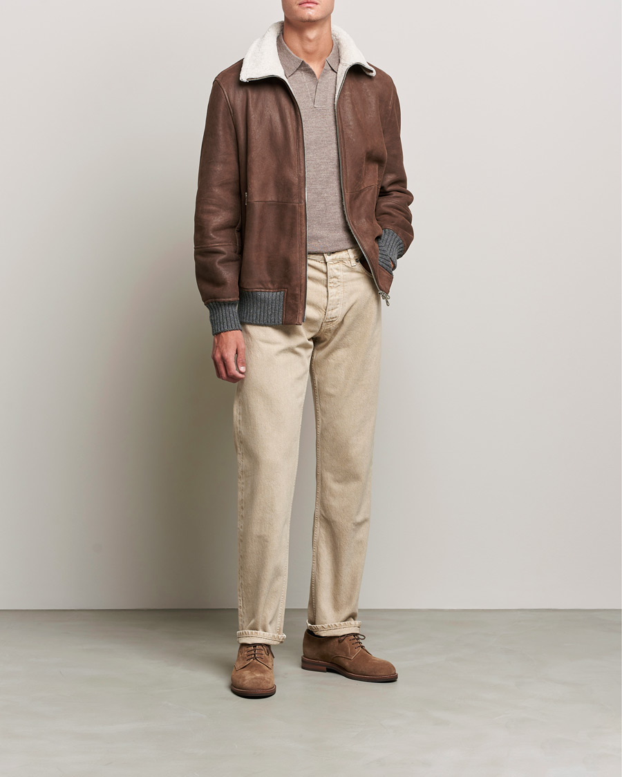 Mies | Takit | Brunello Cucinelli | Shearling Flight Jacket Dark Brown