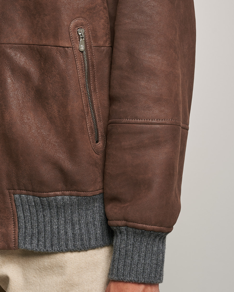 Mies | Takit | Brunello Cucinelli | Shearling Flight Jacket Dark Brown