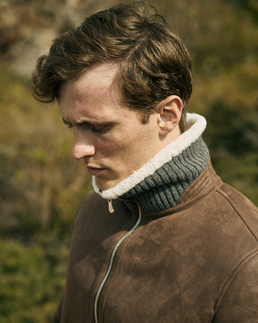 Mies | Takit | Brunello Cucinelli | Shearling Flight Jacket Dark Brown