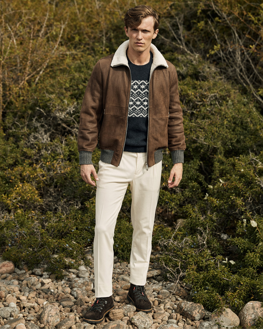 Mies | Takit | Brunello Cucinelli | Shearling Flight Jacket Dark Brown