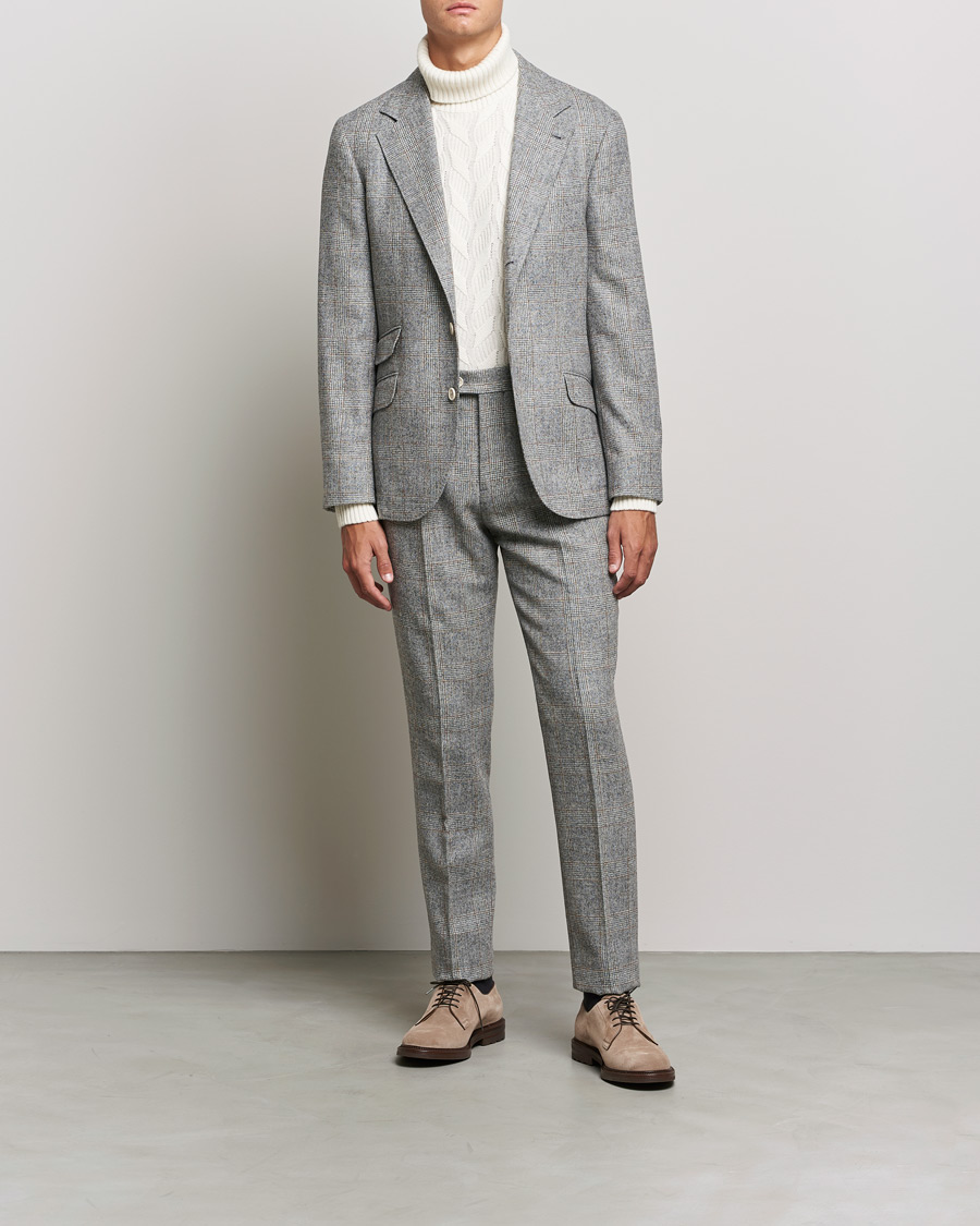 Mies | Puvut | Brunello Cucinelli | Prince Of Wales Flannel Suit Grey Melange