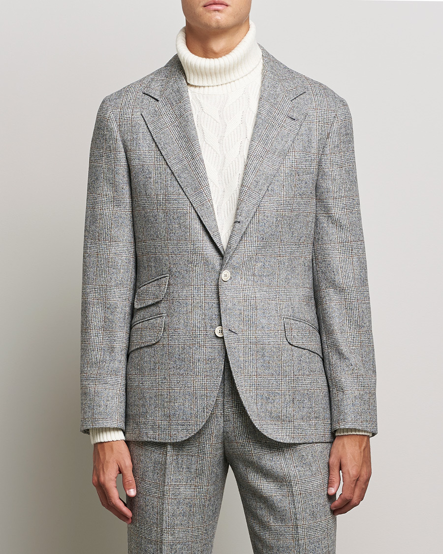 Mies | Puvut | Brunello Cucinelli | Prince Of Wales Flannel Suit Grey Melange