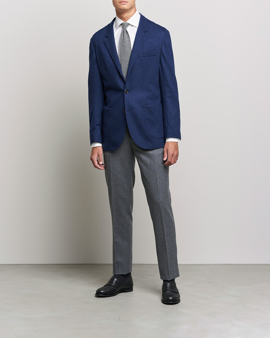 Mies | Neulotut pikkutakit | Brunello Cucinelli | Cashmere Jersey Jacket Dark Blue