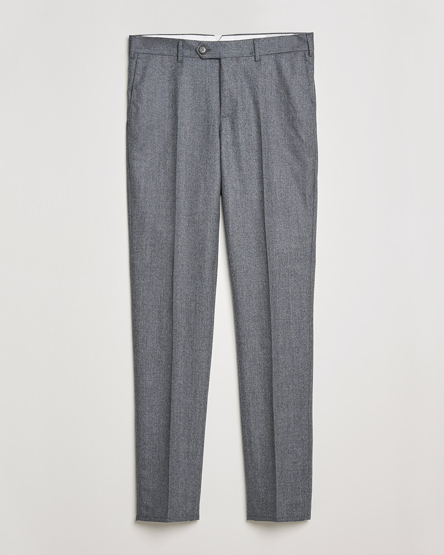 Mies | Housut | Brunello Cucinelli | Slim Fit Flannel Trousers Grey Melange