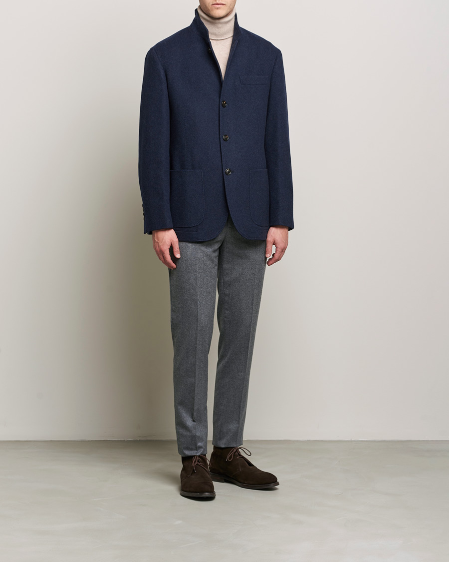 Mies | Housut | Brunello Cucinelli | Slim Fit Flannel Trousers Grey Melange