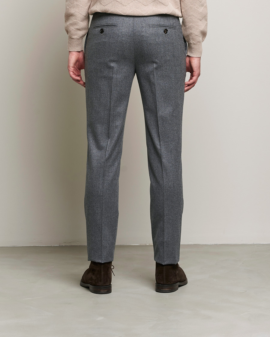 Mies | Housut | Brunello Cucinelli | Slim Fit Flannel Trousers Grey Melange