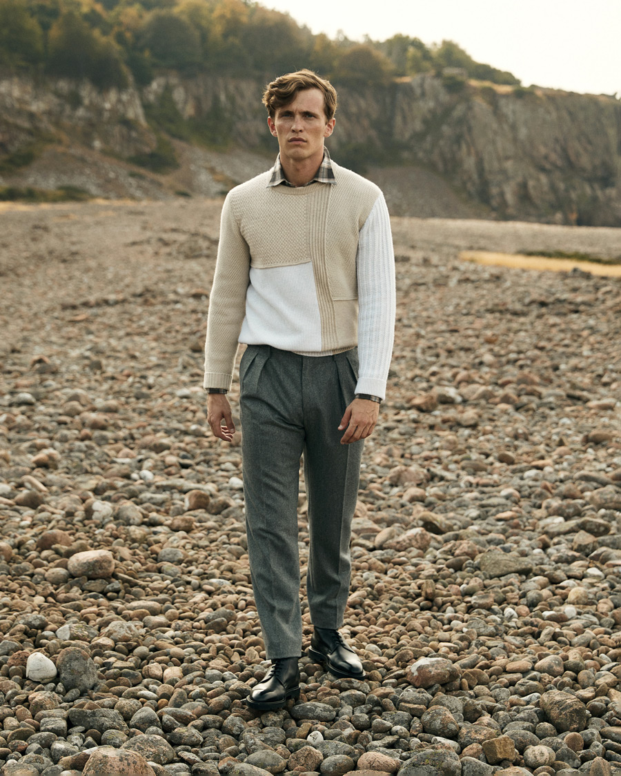 Mies | Housut | Brunello Cucinelli | Slim Fit Flannel Trousers Grey Melange