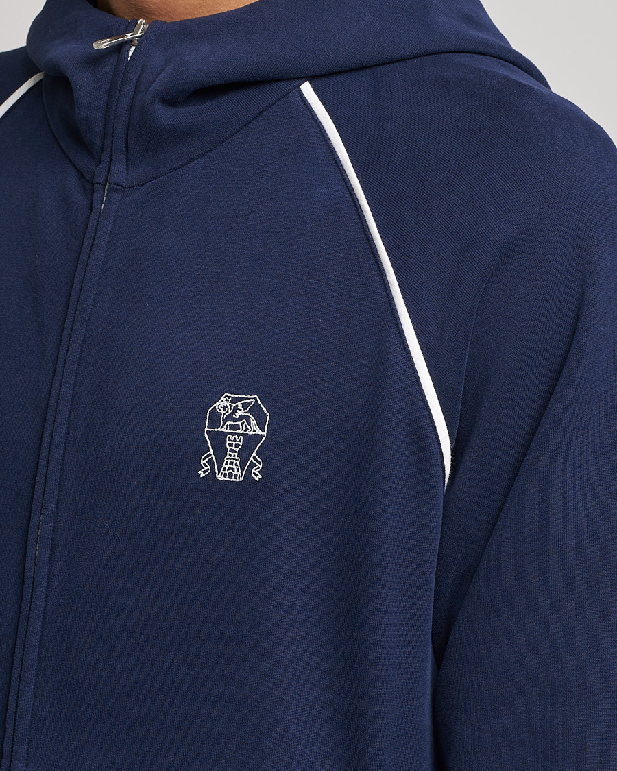 Mies | Puserot | Brunello Cucinelli | Soft Cotton Zip Sweater Cobalt Blue