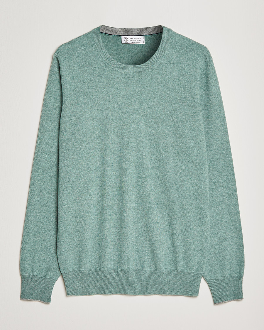 Mies | Puserot | Brunello Cucinelli | 2 Ply Cashmere Pullover Emerald Green