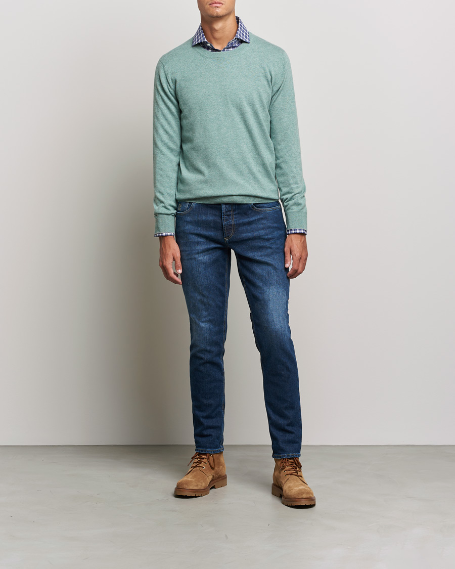 Mies | Puserot | Brunello Cucinelli | 2 Ply Cashmere Pullover Emerald Green