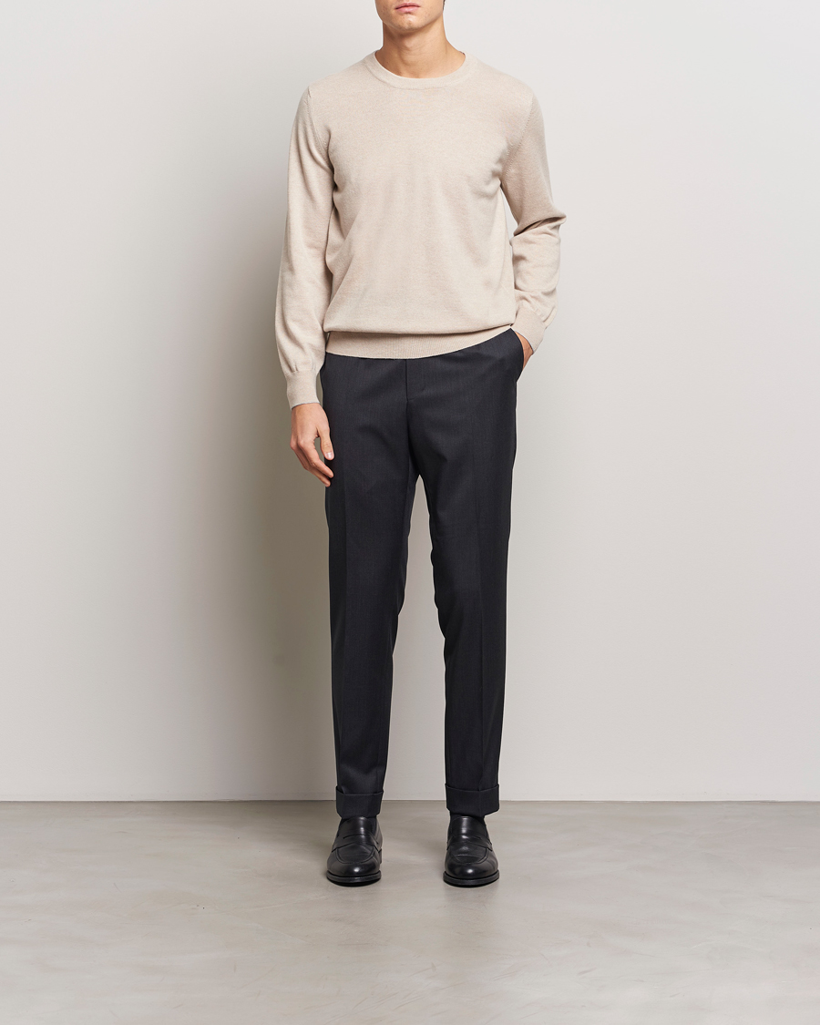 Mies | Puserot | Brunello Cucinelli | 2 Ply Cashmere Pullover Sand