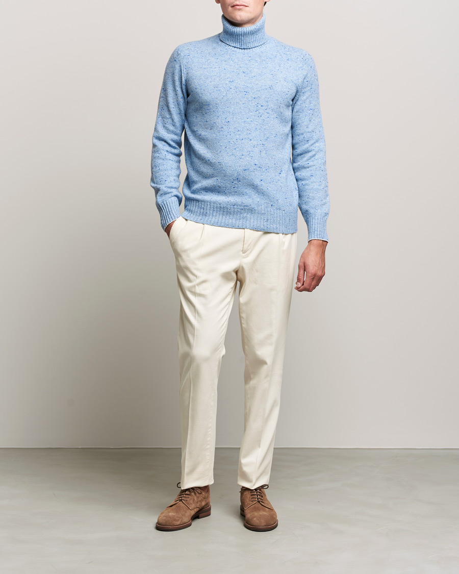 Mies | Puserot | Brunello Cucinelli | Cashmere Blend Rollneck Light Blue