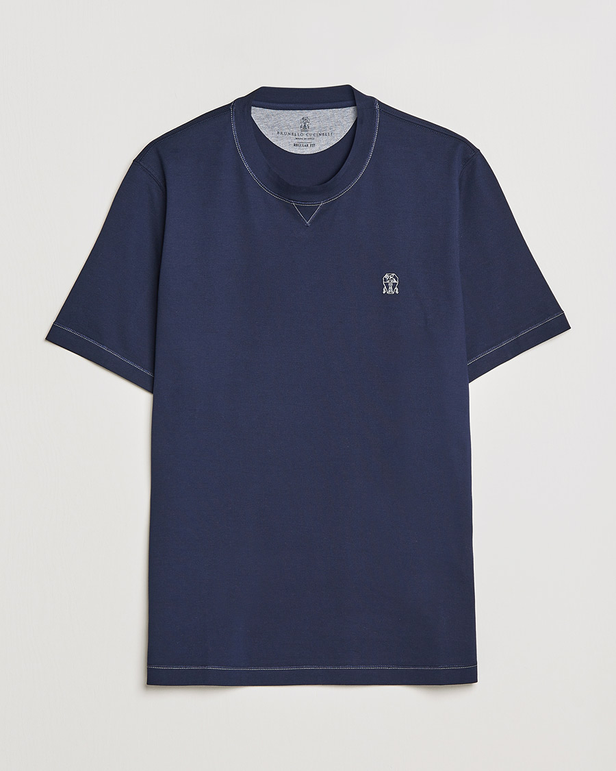 Mies | T-paidat | Brunello Cucinelli | Short Sleeve Logo T-Shirt Navy