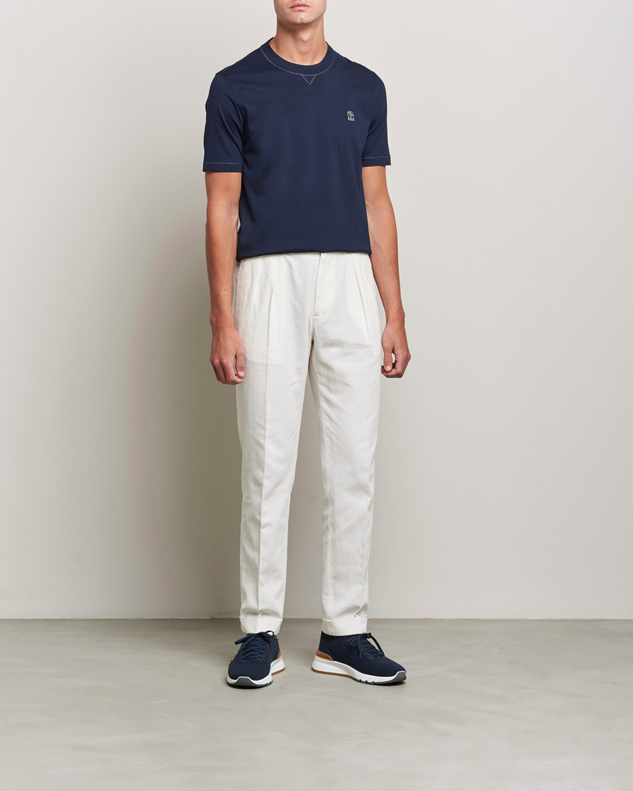 Mies | T-paidat | Brunello Cucinelli | Short Sleeve Logo T-Shirt Navy