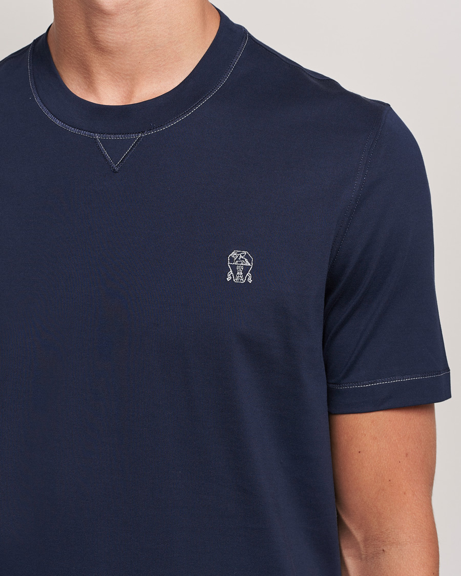 Mies | T-paidat | Brunello Cucinelli | Short Sleeve Logo T-Shirt Navy