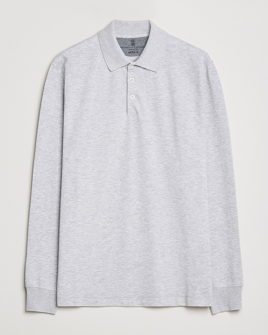 Mies | Puserot | Brunello Cucinelli | Long Sleeve Polo Light Grey