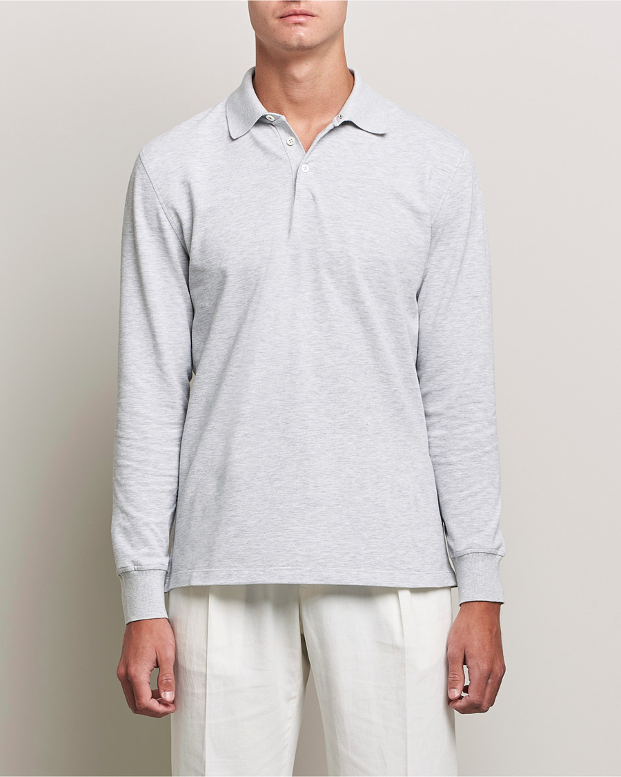 Mies | Puserot | Brunello Cucinelli | Long Sleeve Polo Light Grey