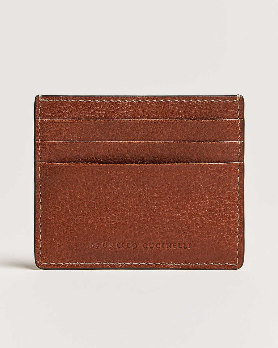 Mies | Brunello Cucinelli Grain Leather Card Holder Cognac | Brunello Cucinelli | Grain Leather Card Holder Cognac