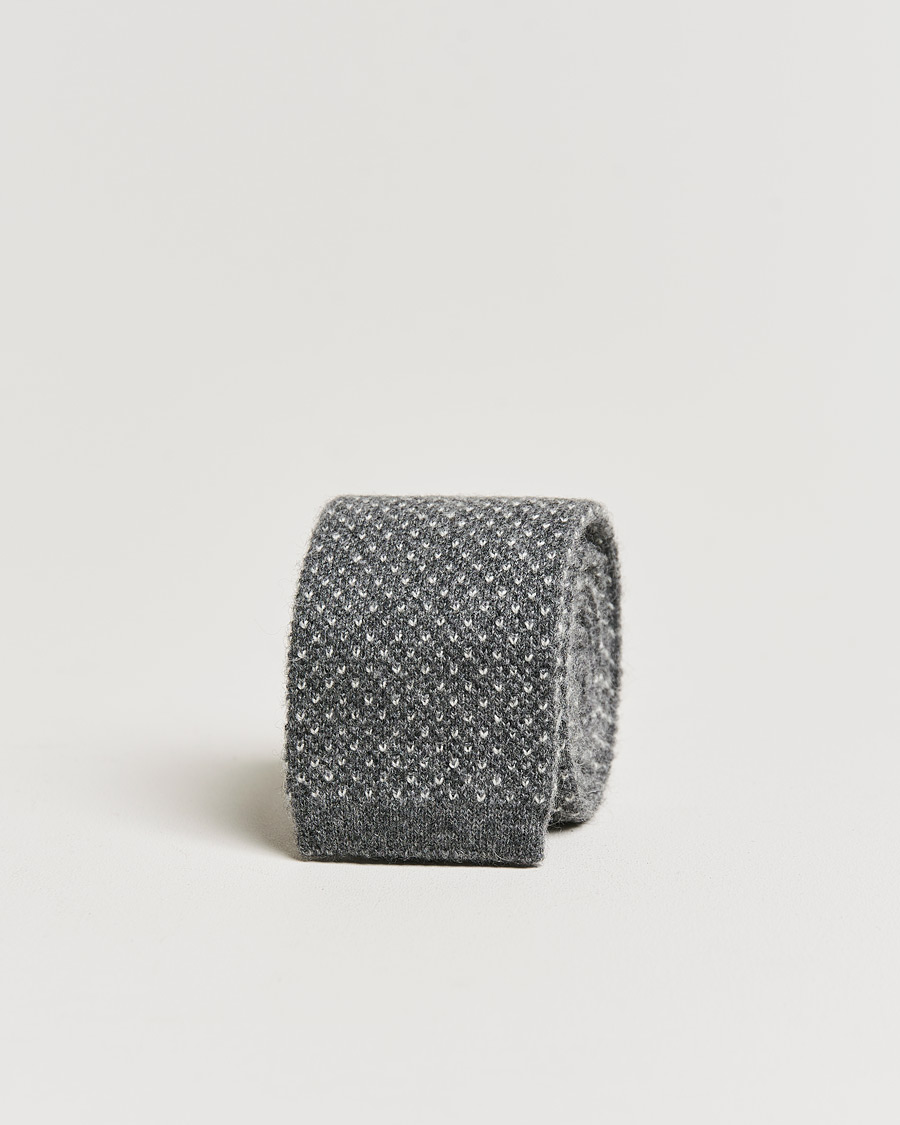 Mies | Brunello Cucinelli Knitted Cashmere Tie Grey Melange | Brunello Cucinelli | Knitted Cashmere Tie Grey Melange