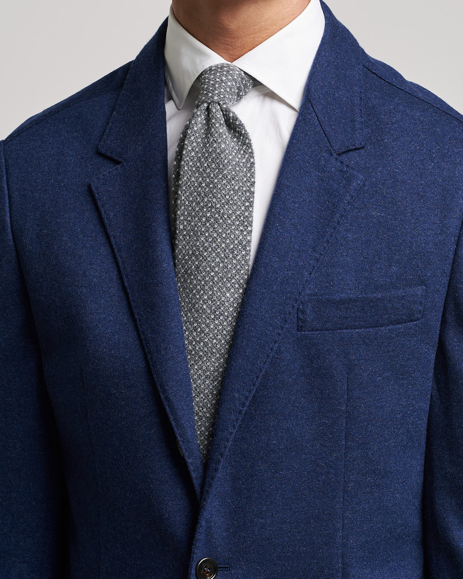 Mies |  | Brunello Cucinelli | Knitted Cashmere Tie Grey Melange