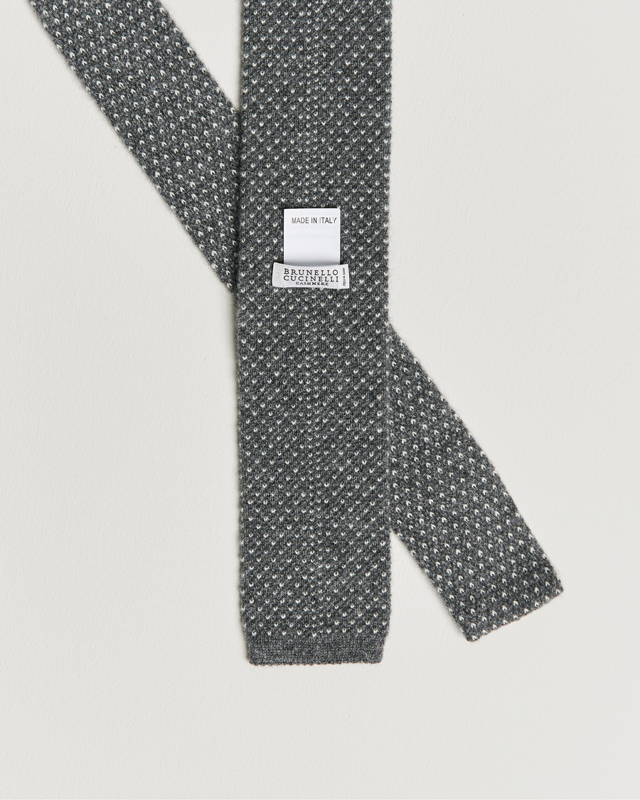 Mies | Brunello Cucinelli Knitted Cashmere Tie Grey Melange | Brunello Cucinelli | Knitted Cashmere Tie Grey Melange