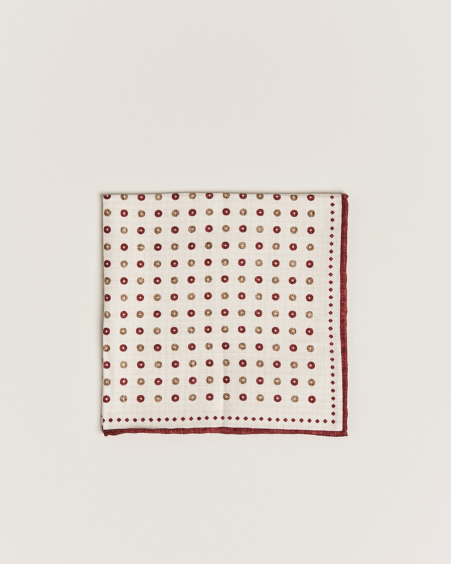 Mies | Brunello Cucinelli Micro Dot Pocket Square White/Red | Brunello Cucinelli | Micro Dot Pocket Square White/Red