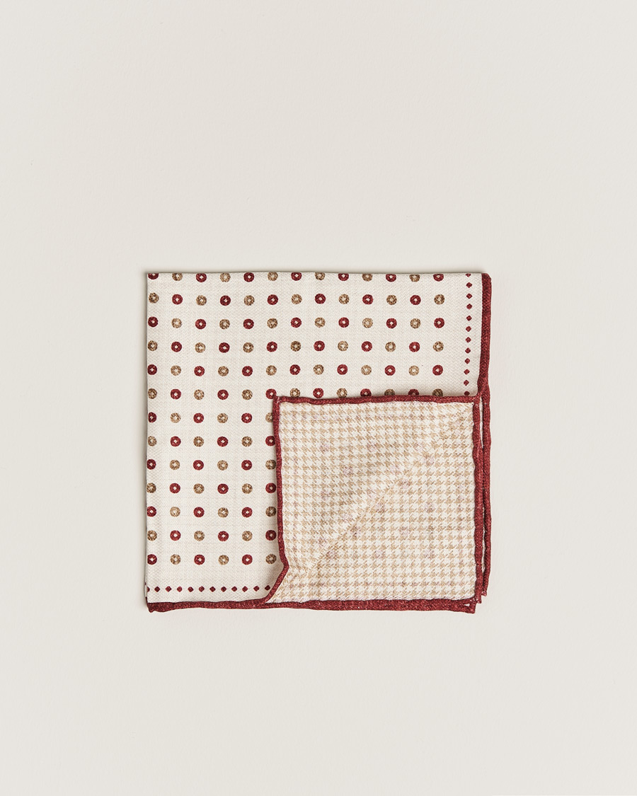 Mies | Brunello Cucinelli Micro Dot Pocket Square White/Red | Brunello Cucinelli | Micro Dot Pocket Square White/Red