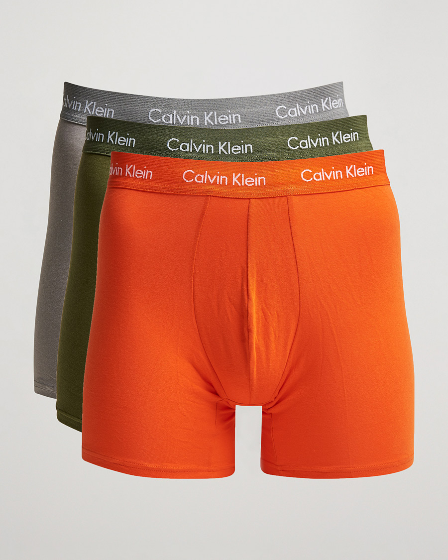 Mies | Alusvaatteet | Calvin Klein | Cotton Stretch 3-Pack Boxer Breif Grey/Orange/Army