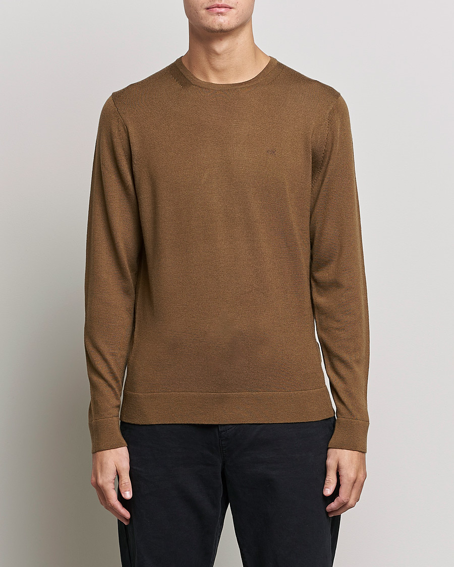 Mies | Puserot | Calvin Klein | Superior Wool Crew Neck Sweater Chester Brown