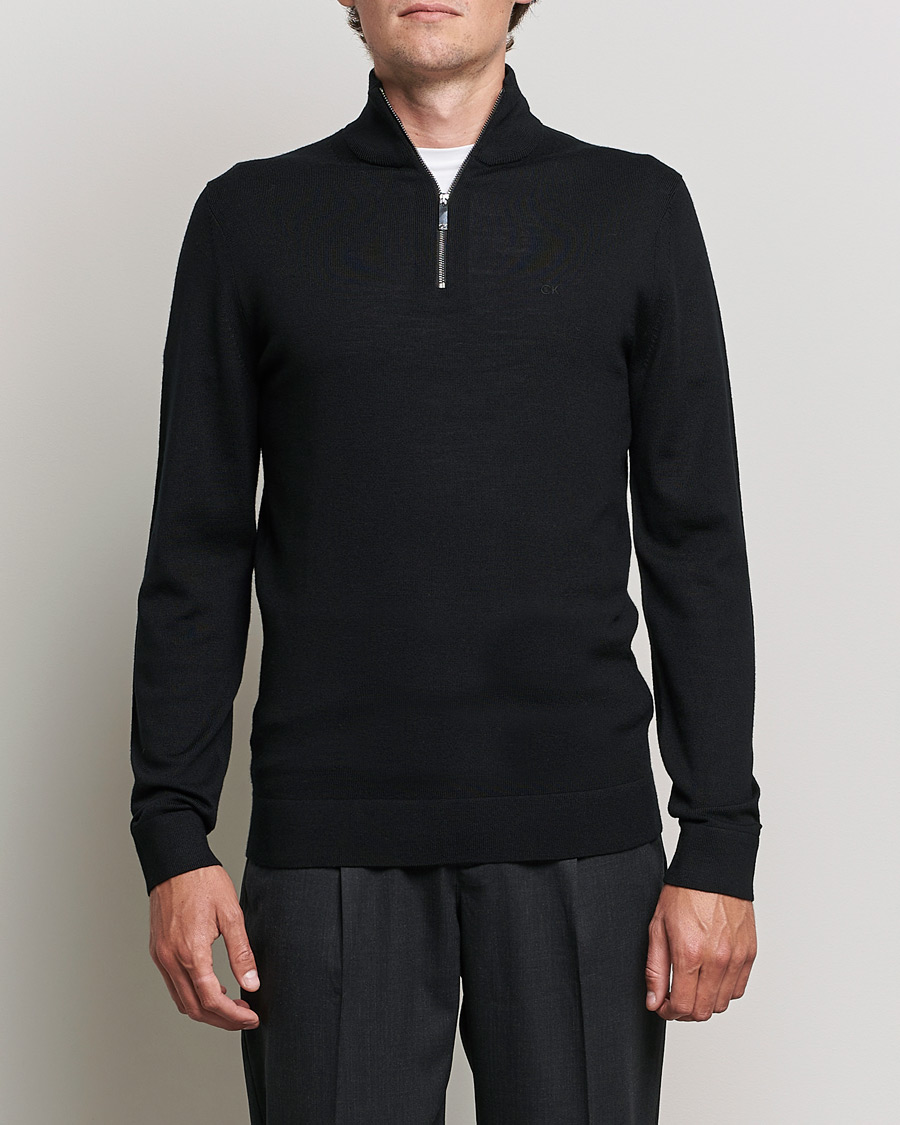 Mies | Puserot | Calvin Klein | Superior Wool Half Zip Sweater Black