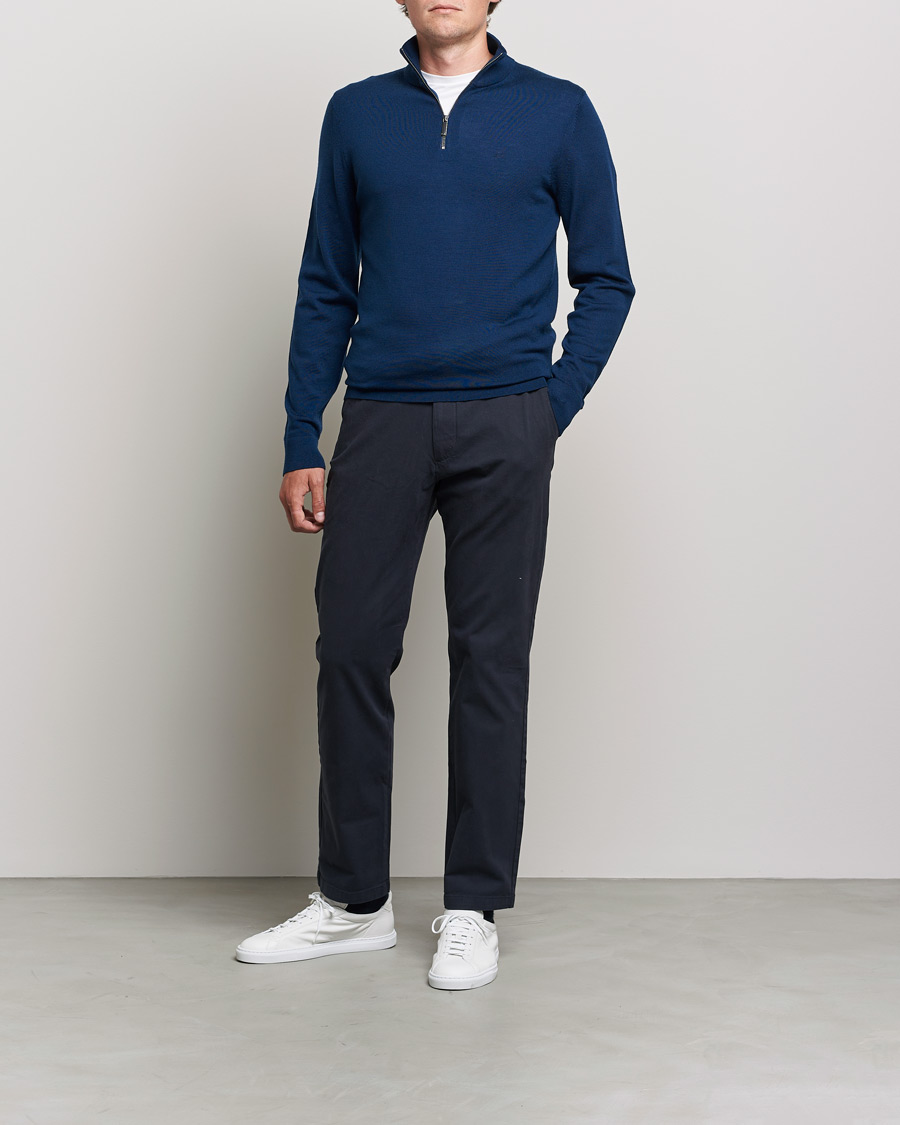 Mies | Puserot | Calvin Klein | Superior Wool Half Zip Sweater Navy