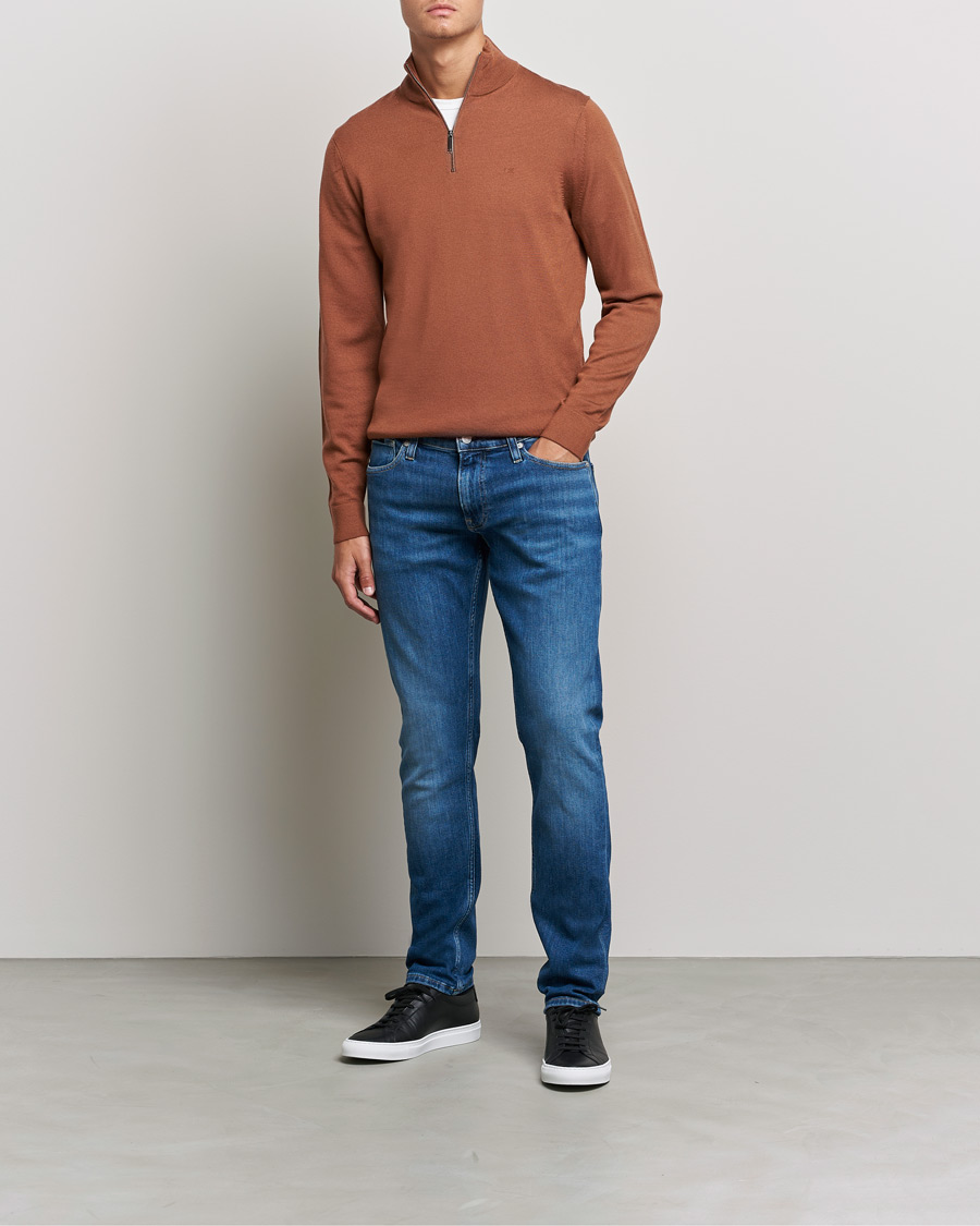 Mies | Puserot | Calvin Klein | Superior Wool Half Zip Sweater Caramel Red