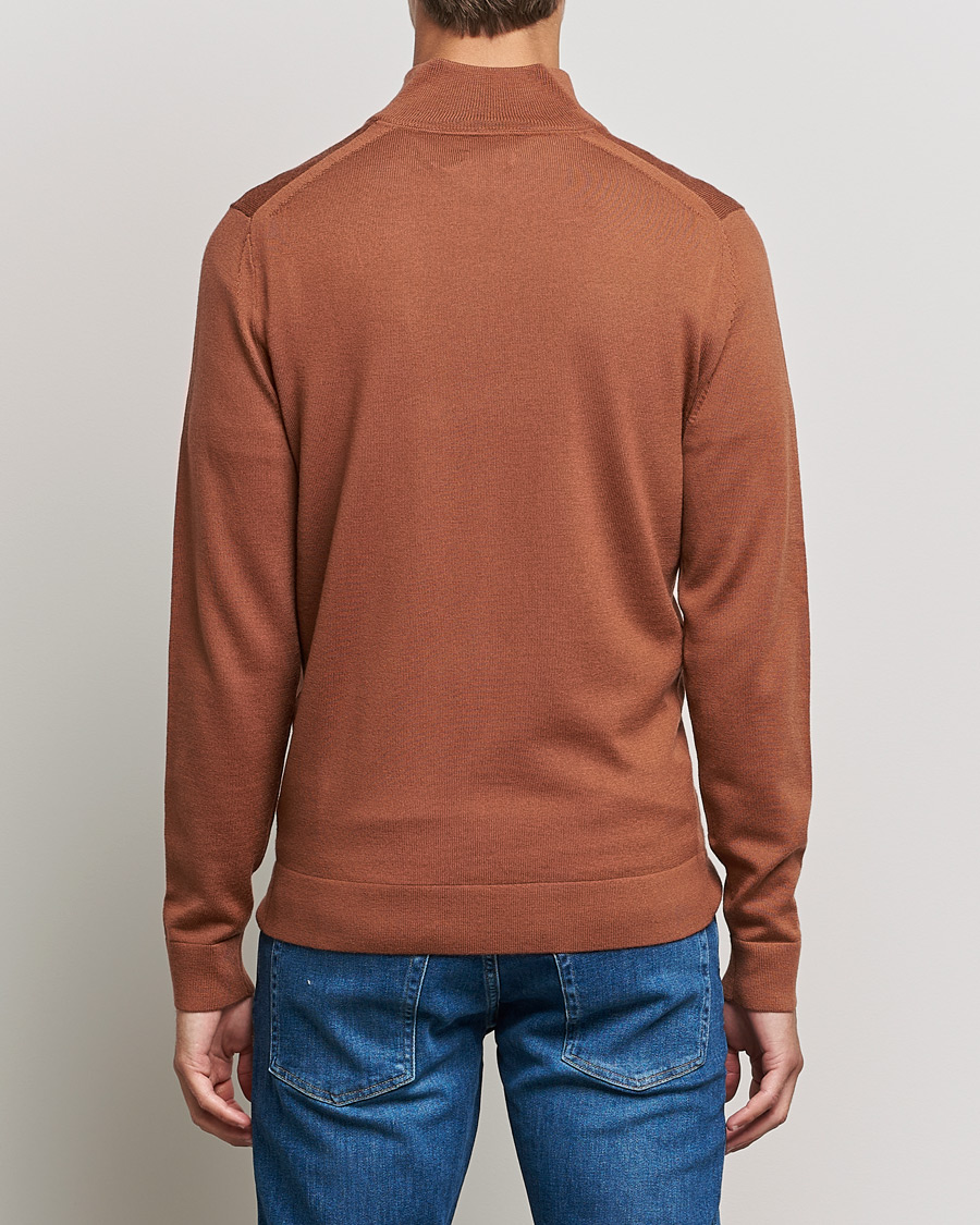Mies | Puserot | Calvin Klein | Superior Wool Half Zip Sweater Caramel Red