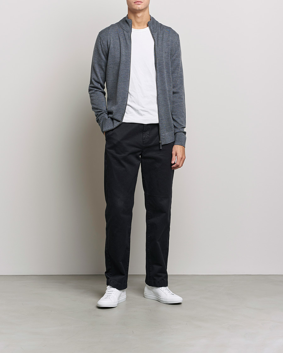 Mies | Puserot | Calvin Klein | Superior Wool Full Zip Sweater Dark Grey Heather