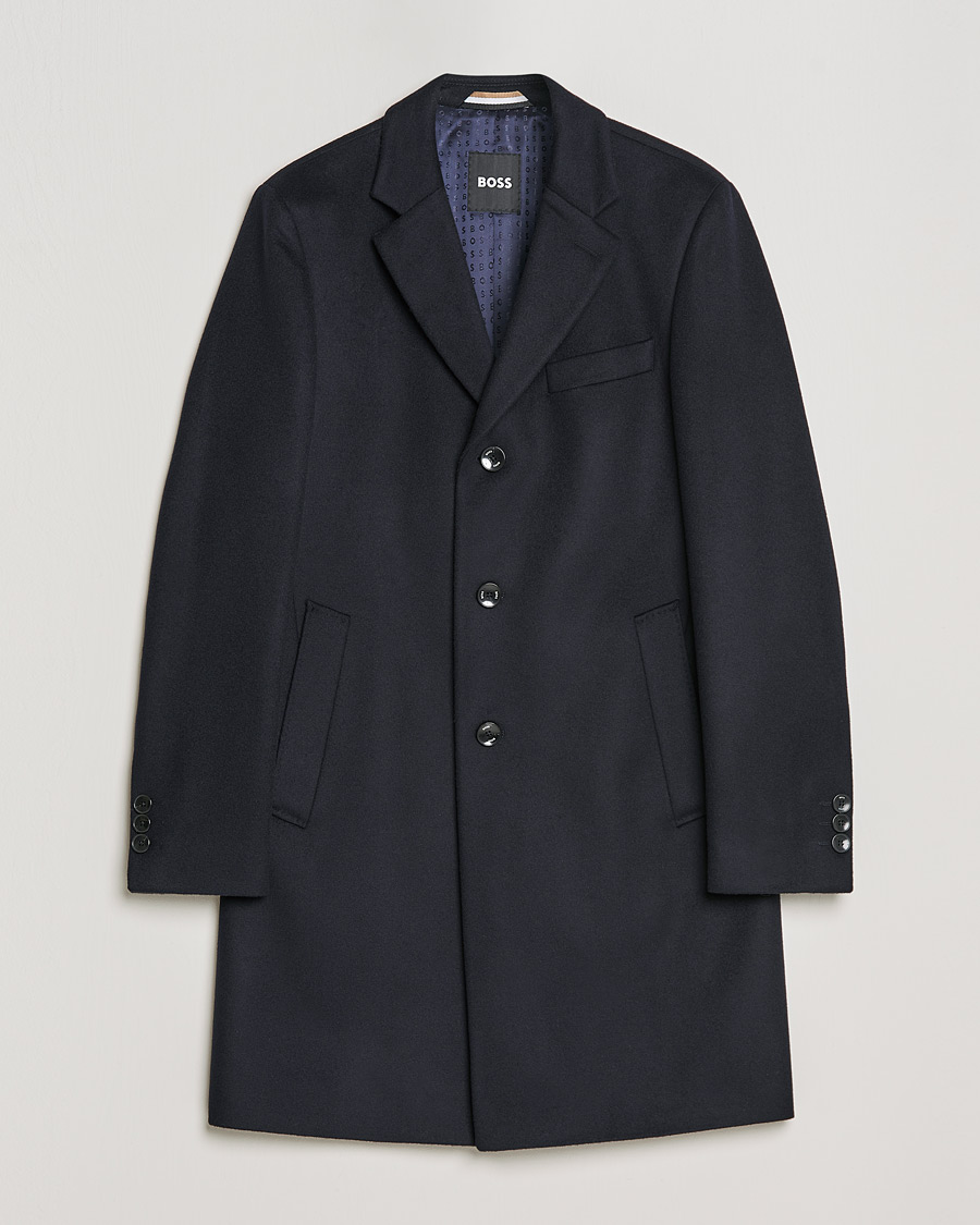 Miehet |  | BOSS | Hyde Wool/Cashmere Coat Dark Blue