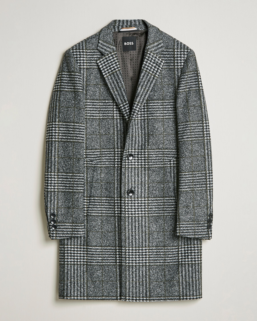 Mies | Takit | BOSS BLACK | Hyde Wool Checked Coat Black/Grey