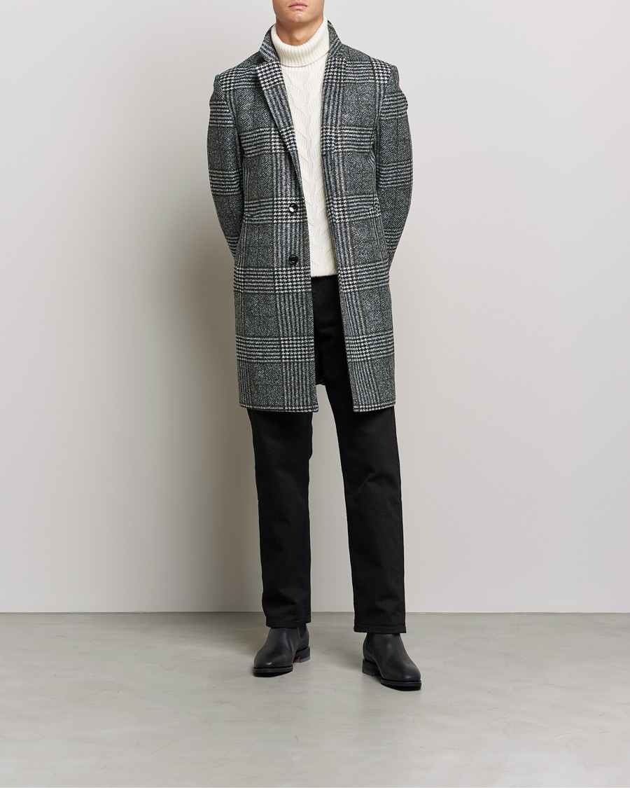 Mies | Takit | BOSS BLACK | Hyde Wool Checked Coat Black/Grey