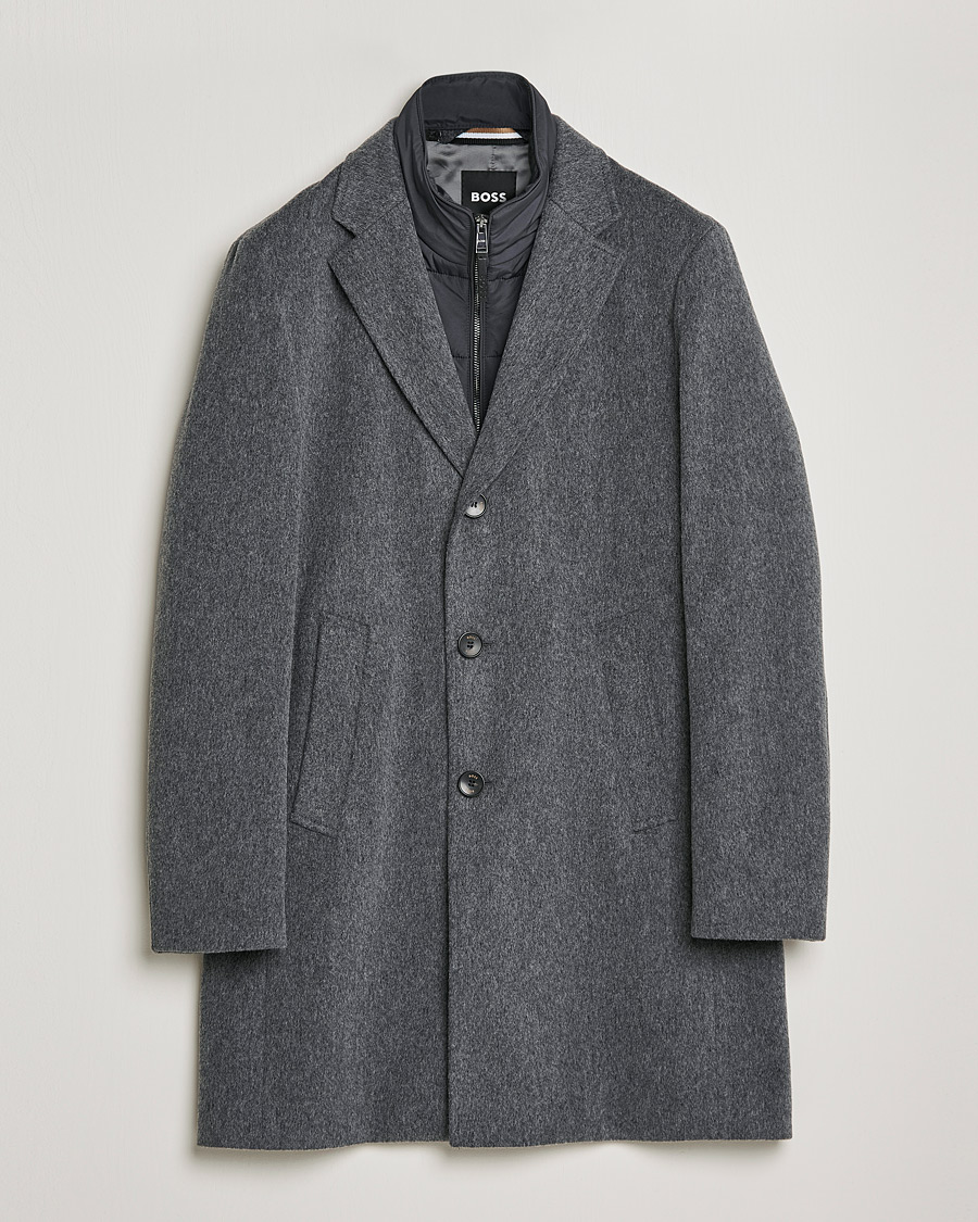 Mies | Takit | BOSS BLACK | BOSS Hyde Wool/Cashmere Stand Up Collar Coat Silver